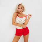 White shirt + red pants / S